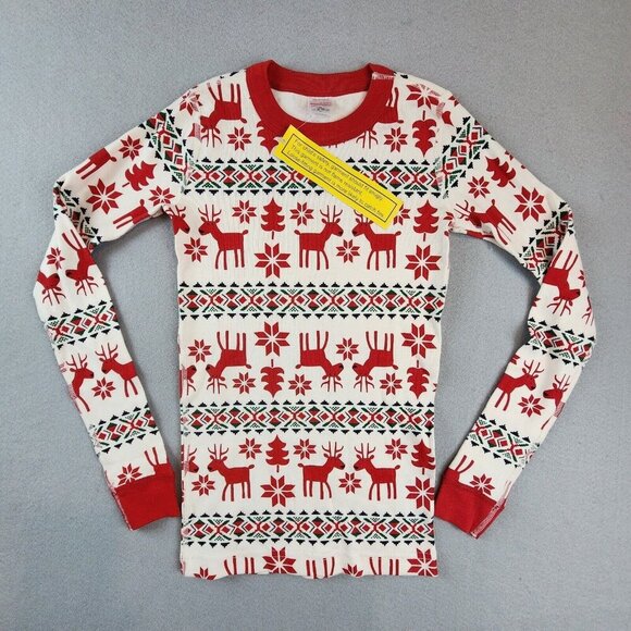 Hanna Andersson Dear Deer Reindeer Organic Pajama Top Unisex‎ 150 (U.S. 12) NEW - Picture 2 of 11